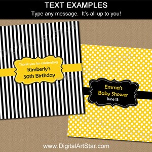 Candy Bar Wrappers Template, Candy Wrappers Birthday Black and Yellow 50th Birthday Party Favors, Printable Candy Bar Wrappers Retirement B3 image 4