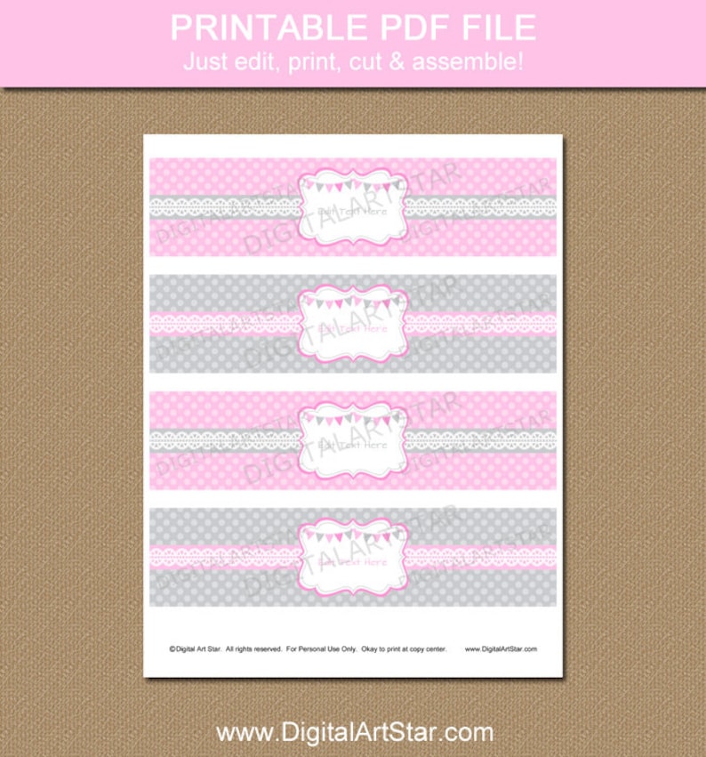 Girl Baby Shower Decoration Girl Birthday Party Ideas Pink and Gray Wedding Ideas BB9 Baby Shower Party Decorations Water Bottle Labels