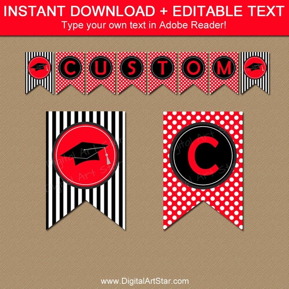 Red and Black High School Graduation Party Decorations, College Graduation Banner Template, Congratulations Banner 2021 Printable G4 Il_570xn