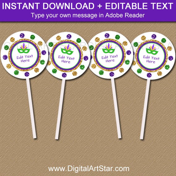 Mardi Gras Cupcake Toppers Printable Mardi Gras Party Ideas