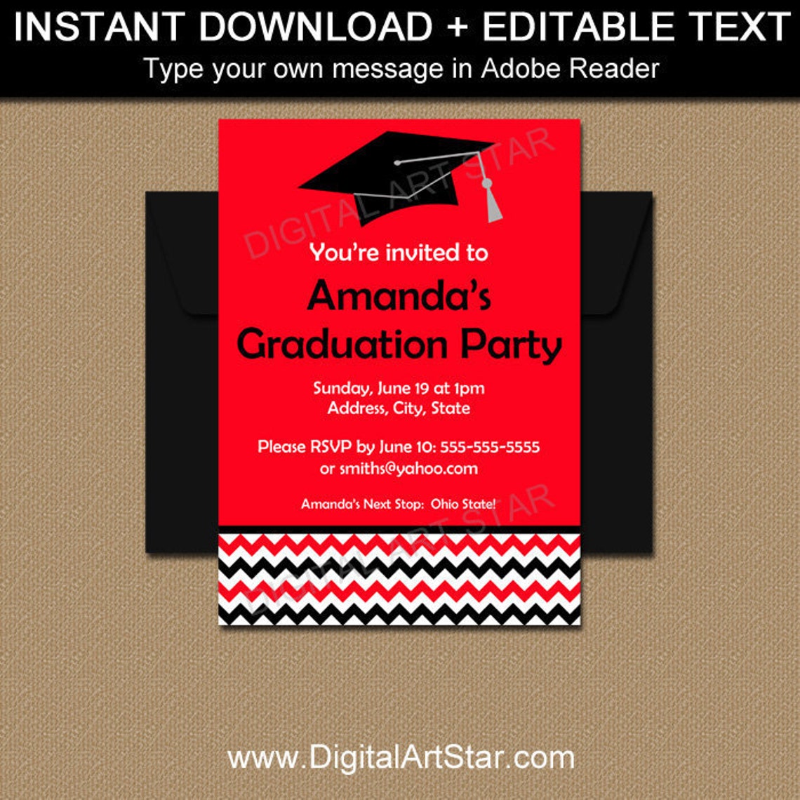 Graduation Announcement Card Downloadable Graduation Etsy
