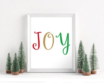 Joy Art Print, Christmas Joy Sign, Joy Printable, Christmas Decor, Christmas Wall Art, Printable Art, Holiday Gift, Joy Decorations