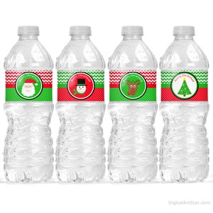Christmas Water Bottle Label Template, Kids Christmas Party Decor ...