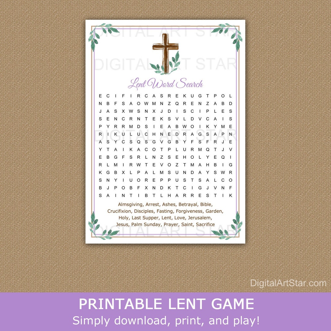 Lent Word Search, Catholic Lent Game, Christian Lent Activity, Word ...