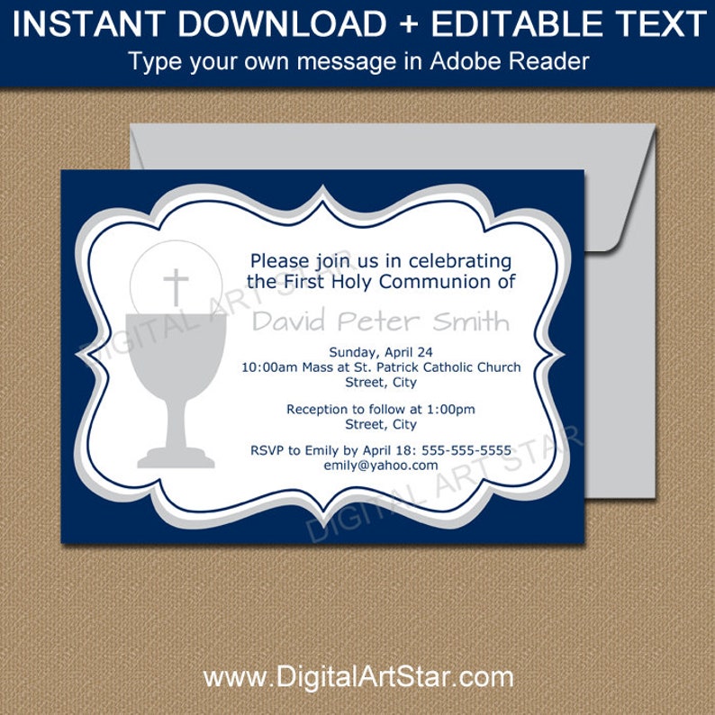 Boy First Communion Invitations Boy Communion Invite Etsy