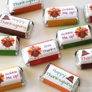 Thanksgiving Party Favors Printable Thanksgiving Candy Bar Wrappers Thanksgiving Favors Mini Candy Wrappers Turkey Candy Favors T1 image 3