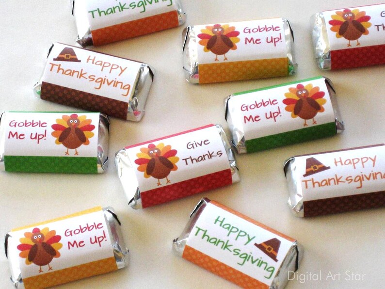 Thanksgiving Party Favors Printable Thanksgiving Candy Bar Wrappers Thanksgiving Favors Mini Candy Wrappers Turkey Candy Favors T1 image 3