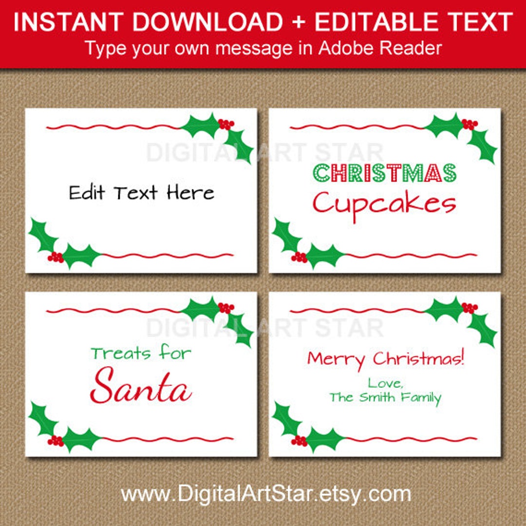 Printable Christmas Food Labels, Baked With Love Christmas Gift Tags, -  Sunshinetulipdesign