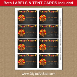 Thanksgiving Food Labels EDITABLE Thanksgiving Buffet Cards Printable Thanksgiving Place Cards Table Tents Food Tents Fall Labels image 2