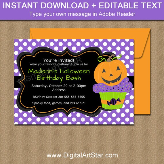 Pumpkin BIRTHDAY Invitation, Halloween Birthday Invitation, Kids Halloween Party, Little Pumpkin Invites, 1st Birthday Invitations HC Il_570xn