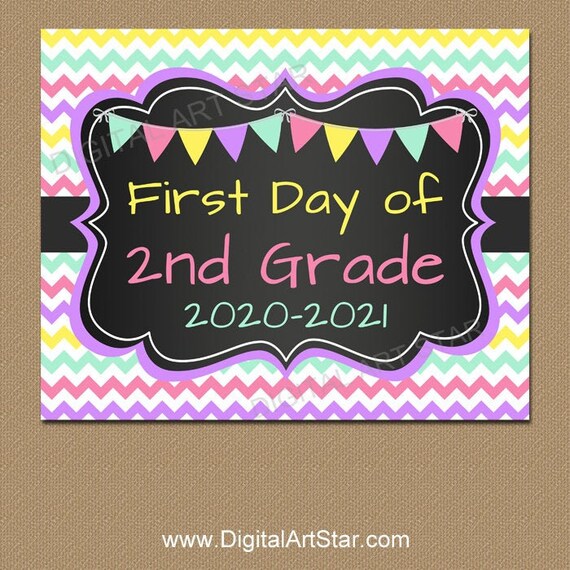 First Day of Second Grade Sign Instant Download, 1st Day of 2nd Grade Sign Printable, Back to School Sign Printable, Grade 2 Sign S1 Il_570xn