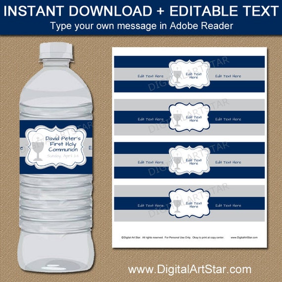 First Communion Water Bottle Labels First Communion Decorations
