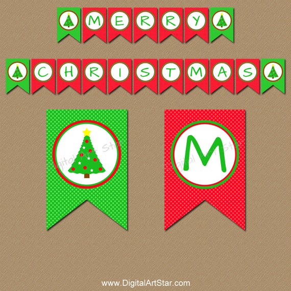 Merry Christmas Banner Printable, Holiday Banner Printable, Christmas ...