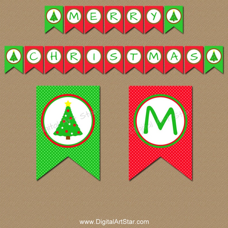Merry Christmas Banner Printable Holiday Banner Printable - Etsy