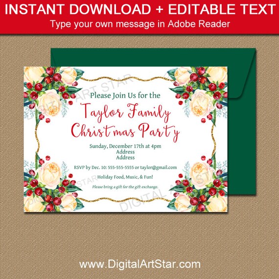 christmas party invitation template holiday party invite download