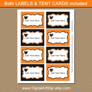 Halloween DIY Food Labels Printable Food Tags Halloween Tent Cards
