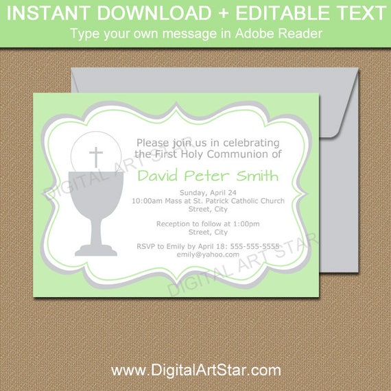 first communion invitation template 1st communion etsy first communion invitations template