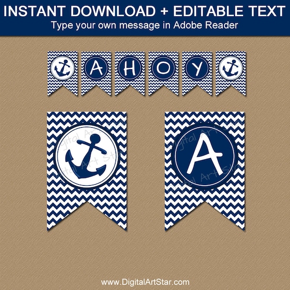 Nautical Baby Shower Banner, Nautical Birthday Banner, Ahoy It's a Boy Banner, Nautical Wedding, Navy Nautical Party Ideas, Anchor Banner N1 Il_570xn