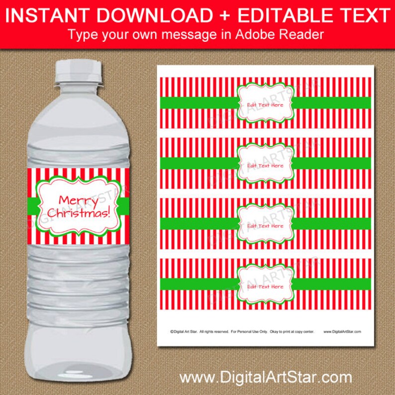 Christmas Water Bottle Labels EDITABLE Printable Christmas Etsy Christmas Water Bottle Labels EDITABLE Printable Christmas Etsy