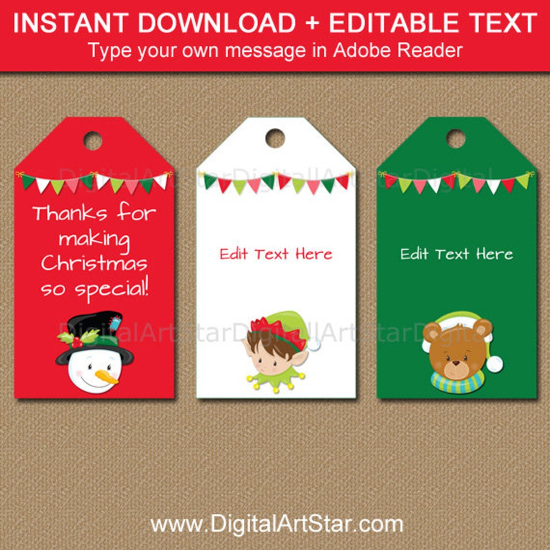 Printable Christmas Tags EDITABLE Christmas Party Favor Tags Christmas ...