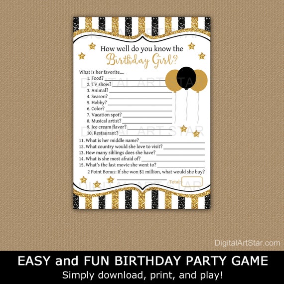 50th Birthday Party Game - How Well Do You Know the Birthday Girl - Who Knows the Birthday Girl Best - Printable Birthday Game for Adults B4 Il_570xn