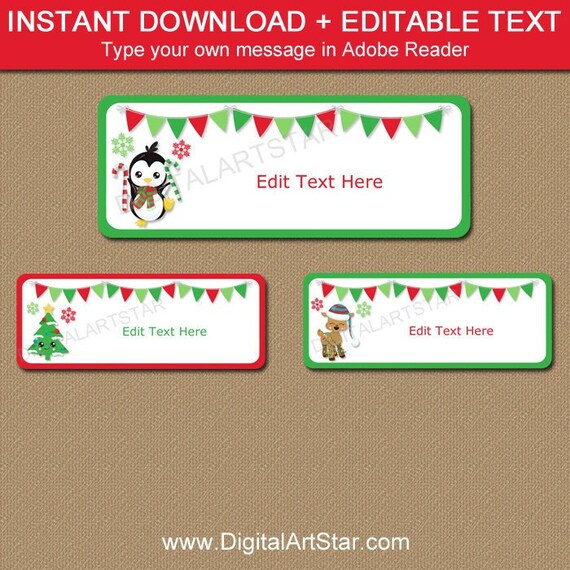 Editable Christmas Address Labels, Christmas Gift Tags Printable