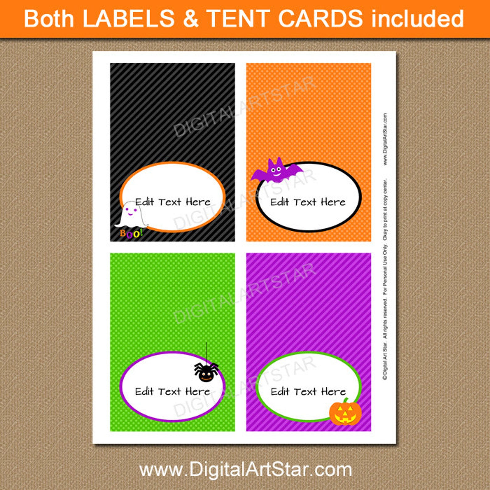 Halloween Printable Buffet Cards Kids Halloween Labels Tent - Etsy