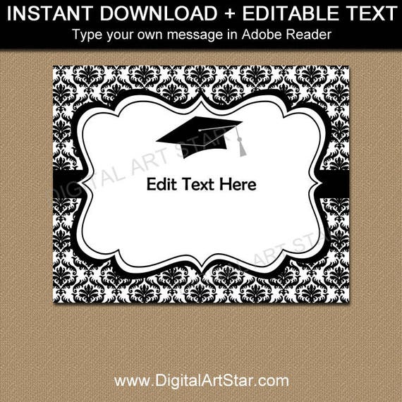 Graduation Sign Printable Black And White Graduation Party
