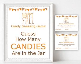 Candy Guessing Fall - Happy Fall Printable Game - Fall Candy Guessing Game - Fall Guess How Many Candies - Downloadable Fall Game for Adults