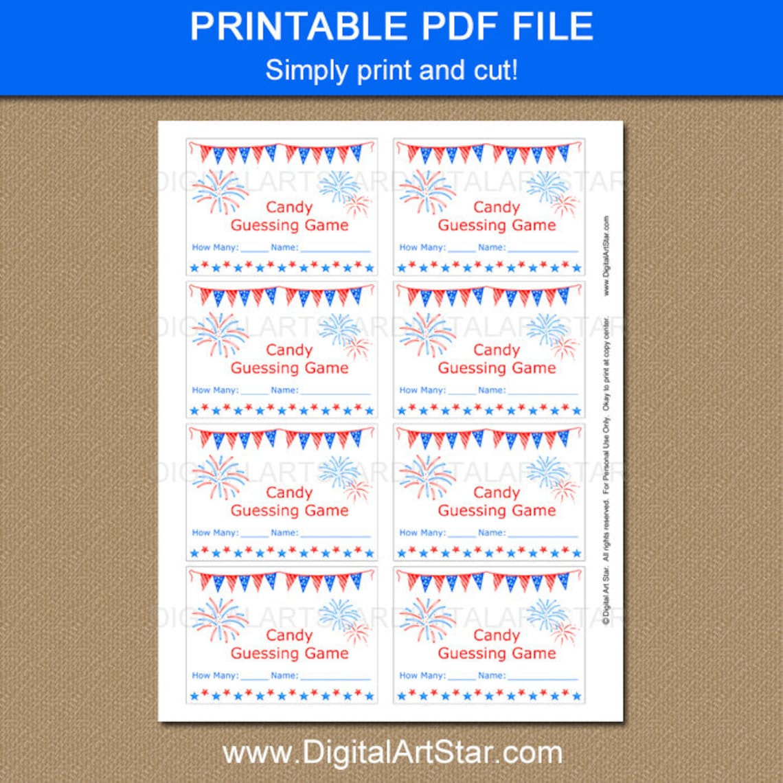 4th of July Candy Guessing Game and Sign Guess How Many - Etsy