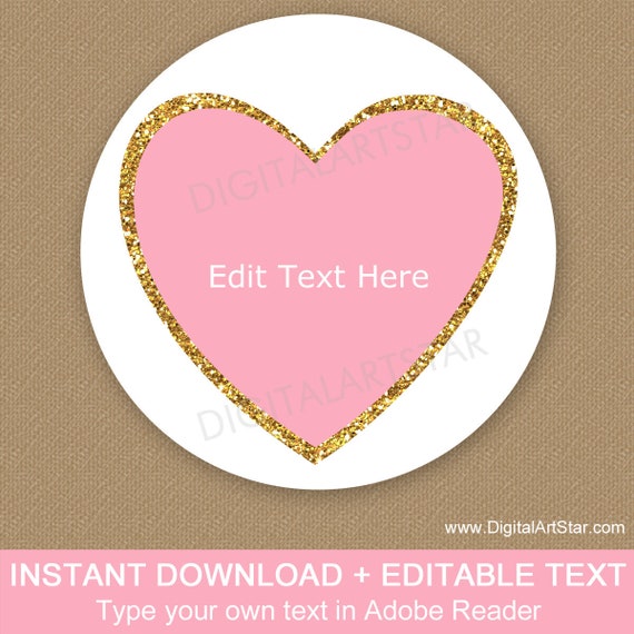 Wedding Favor Heart Label Template