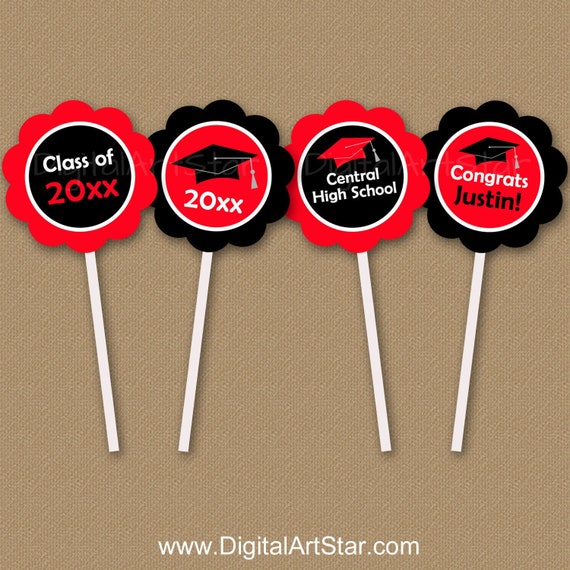 Personalized Graduation Cupcake Toppers, Graduation Party Decorations 2021, High School Graduation Party Ideas, Graduation Cupcake Picks G1 Il_570xn