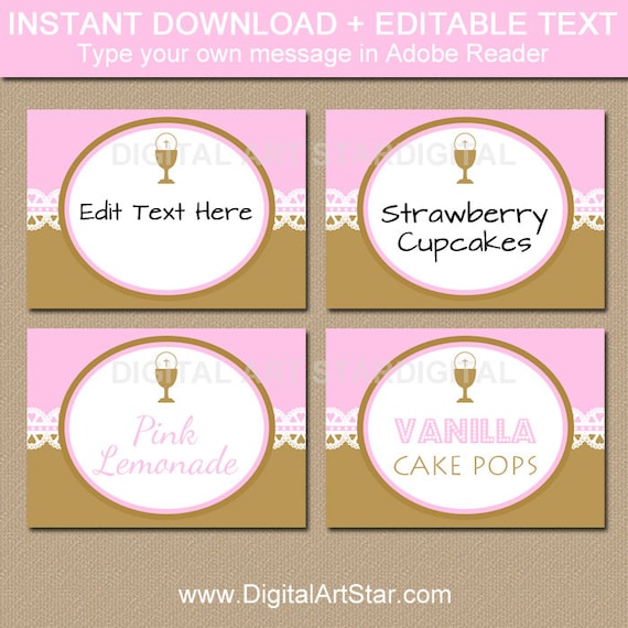 Pink Gold First Communion Party Decorations - Printable First ...