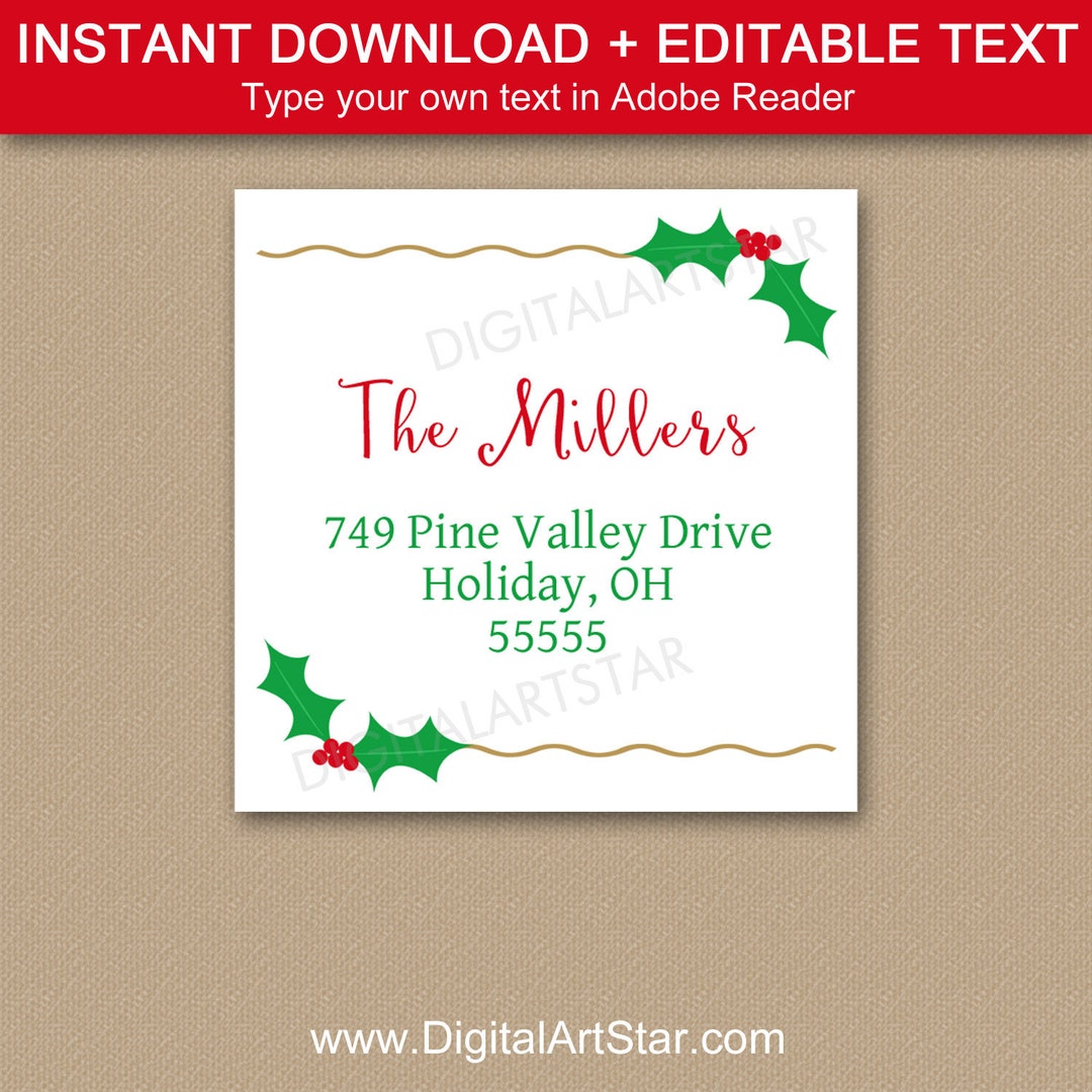 Printable Christmas Address Template Square Return Address Labels ...