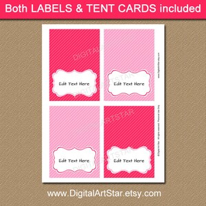 Pink Tent Cards, Pink Labels, Pink Buffet Cards Printable Pink Baby ...