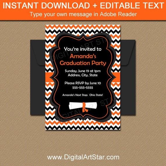 Printable Graduation Party Invitations, Editable Invitation Template, High School Graduation Invitations Instant Download, Party Decor G3 Il_570xn