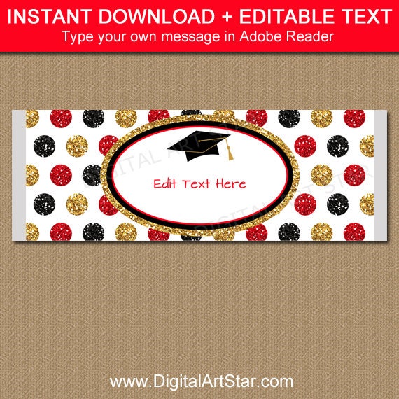 Graduation Candy Bar Wrapper Template, Chocolate Wrapper Template