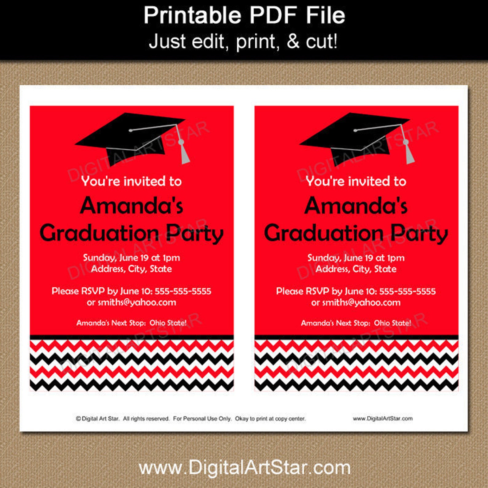 Graduation Announcement Card Downloadable Graduation Etsy