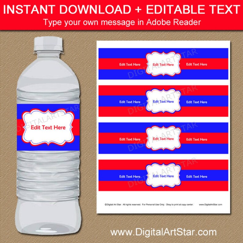 Boy Birthday Party Ideas Boy Baby Shower Decorations Navy Blue and Yellow Party Decorations Water Bottle Labels Family Reunion B3