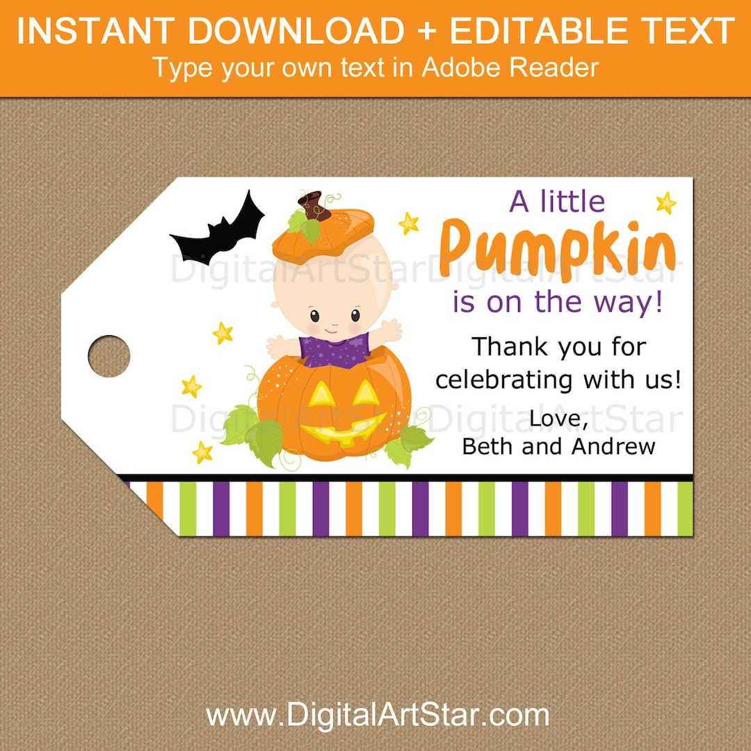 Little Pumpkin Thank You Tags Printable Little Pumpkin Baby Shower Gift ...