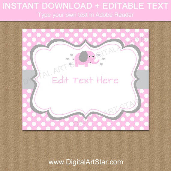 Elephant Baby Shower Sign Printable - Pink and Gray Elephant Baby Shower Decorations - Pink Elephant Baby Shower Welcome Sign Template BB7 Il_570xn