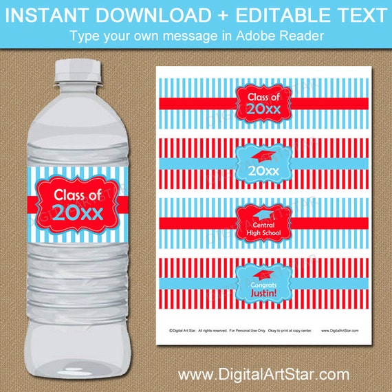 Graduation Water Bottle Labels Graduation Party Ideas High