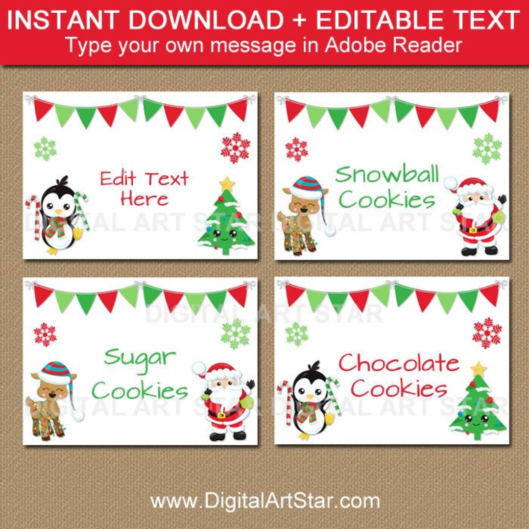 Christmas Food Labels Printable, Editable Christmas Labels, Christmas