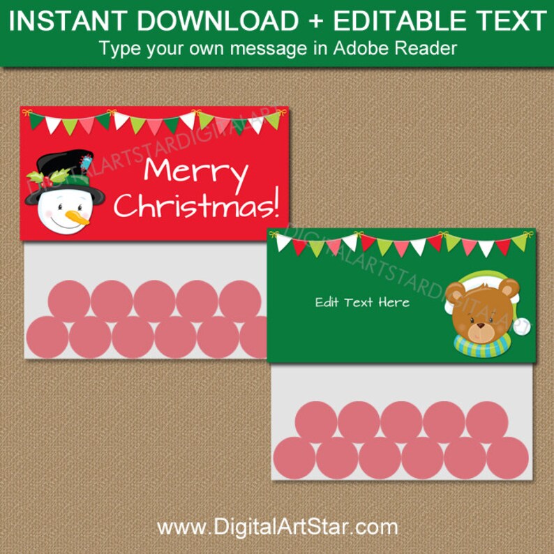 Christmas Bag Tags Printable Holiday Bag Tags Christmas Etsy