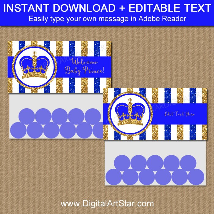 Printable Prince Baby Shower Party Favors Royal Birthday | Etsy