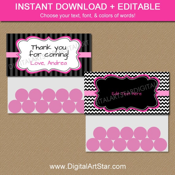 Art Party Favor Bag Toppers, Printable Art Birthday Party Favor