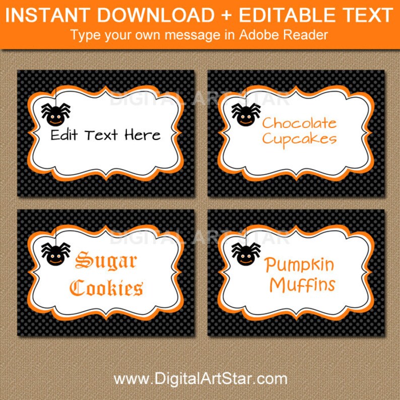 Halloween Labels Buffet Cards Dessert Table Labels DIY | Etsy