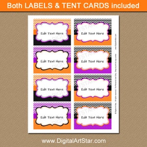 EDITABLE Halloween Chevron Food Labels, Printable Buffet Cards, Halloween Tent cards, DIY Candy Buffet Labels Halloween Labels INSTANT image 2