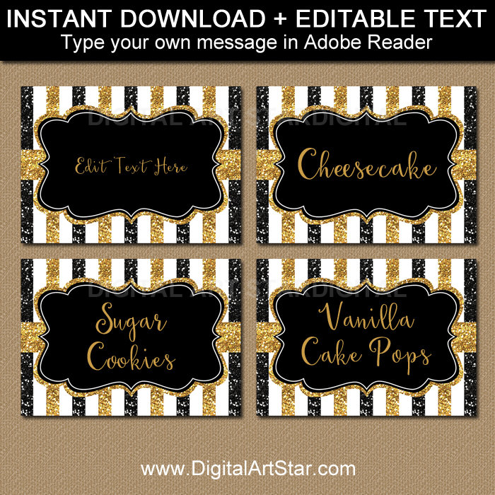 Black and Gold Food Labels Template Black and Gold Place ...