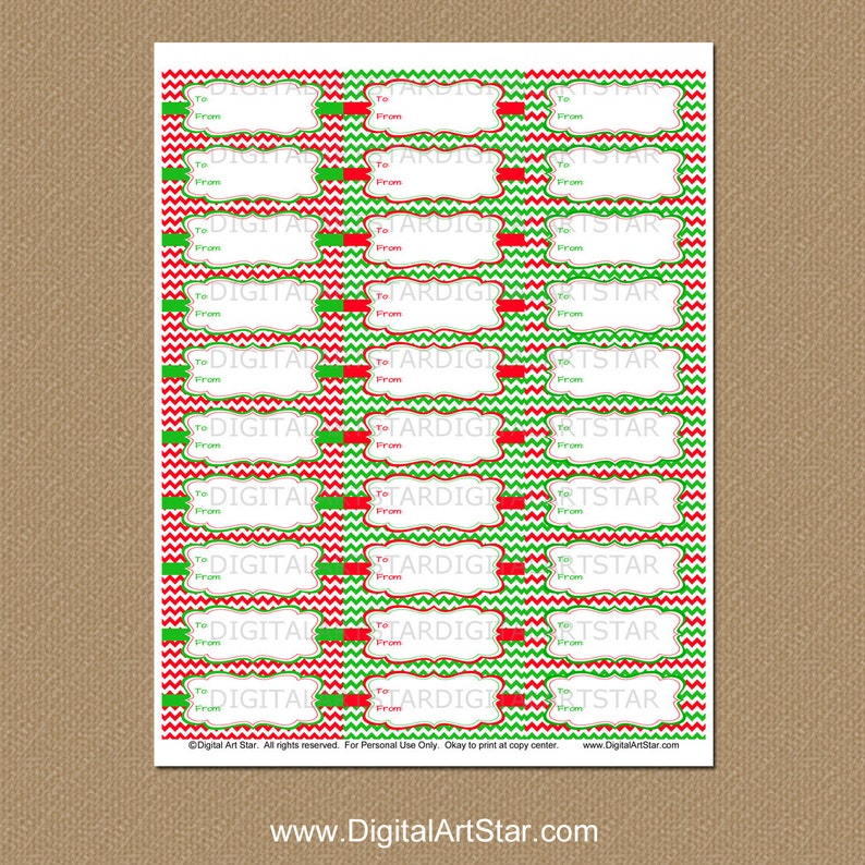 Christmas Gift Tag Stickers to and From Printable Christmas Etsy